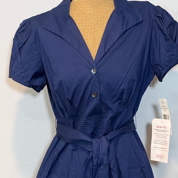 Eliza J Blue Short Sleeve Shirtwaist Dress - Picture 2 of 9